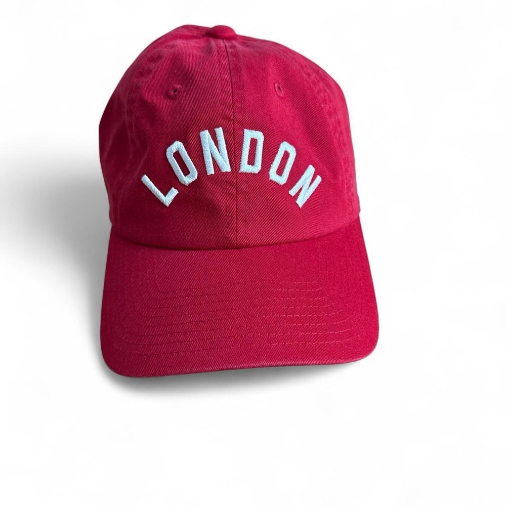 Anthropologie Red and White Hat with Embroidered Design